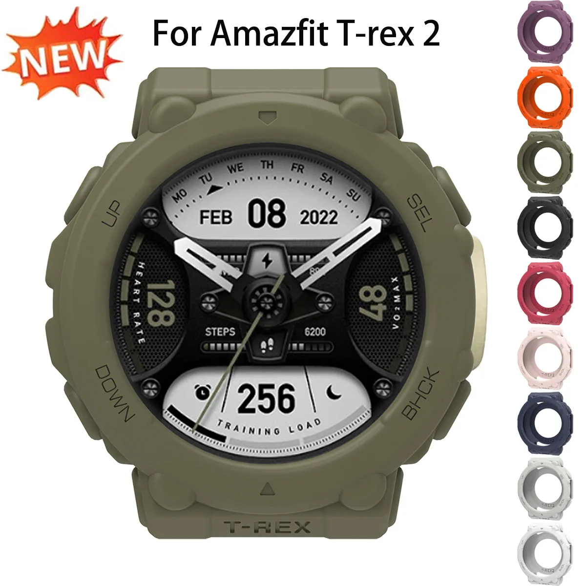 Silicone Protective Cover for Huami Watch Amazfit T-rex 2 Soft Bumper Hollow Case for Amazfit T-rex 2 Light Decoration Shell