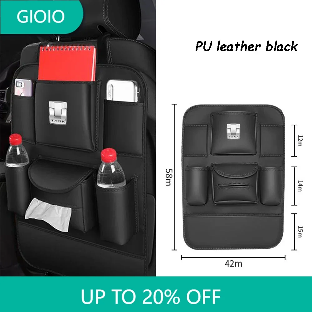 

For GWM Great Wall Tank 300 400 500 Leather Car Central Console Seat Placing items Storage paper bag Organizer Storage Knapsack