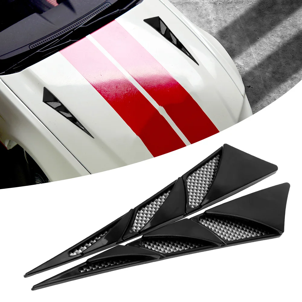 Car Hood Stickers ABS Car Exterior Decoration Auto Decoration 1 Pair Universal Side Air Intake Flow Vent Cover Decorative Black