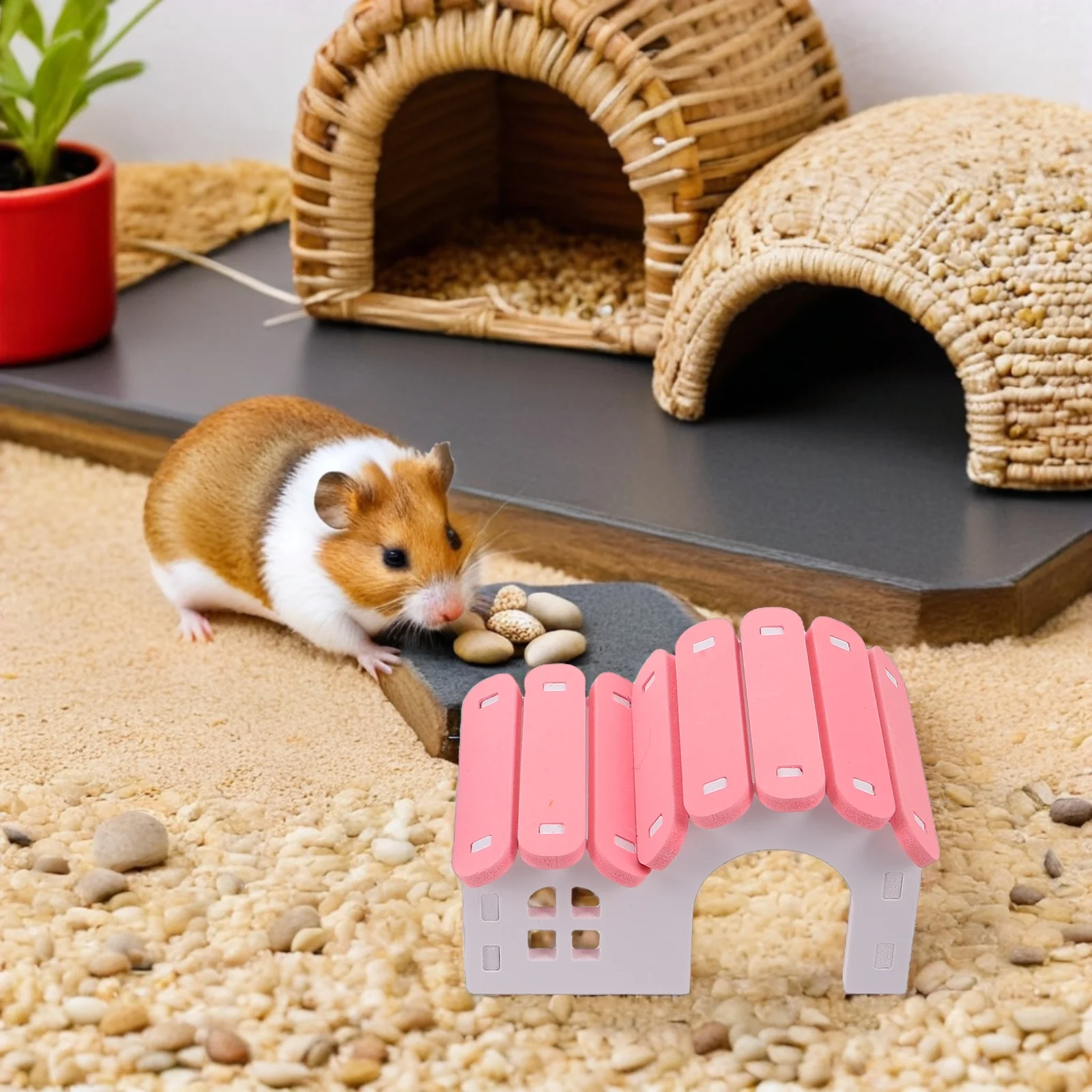 

2pcs Pet Hamster Plastic Small Animal Hideout Hut For Hamsters Mice Guinea Pigs Cozy Nest Bed Play Shelter Habitat Decor