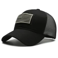 Black Mesh - Backed Baseball Cap with American Flag Patch - Stylish and Patriotic Accessory 5