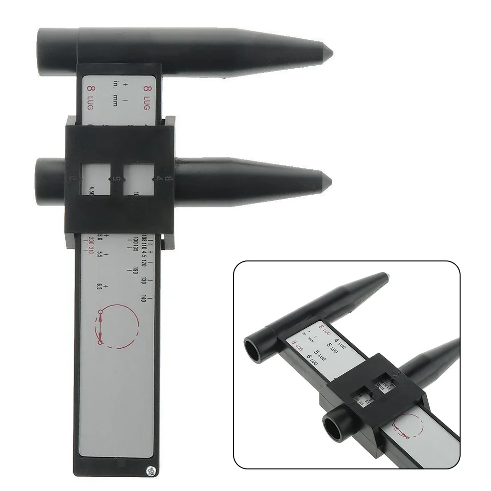 1pcs  Wheel Rim Bolt Pattern Measure-Gauge-Tool Common 4 5 6 8 Lug Car PCD Ruler Black Parts-Accessories Car Repair Tool