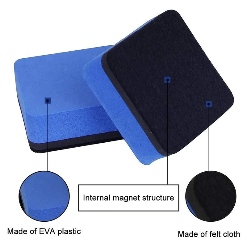 磁気ホワイトボードマーカーセット、乾式消しゴム、黒板クリーナー、乾式消しゴム、4色、2x2 "、48パック