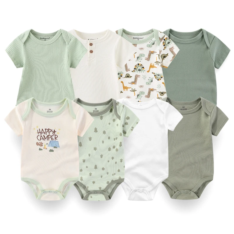 

4Pieces Newborn Baby Boy Clothes Cartoon Cotton Romper Summer Short Sleeve Baby Girl Clothes 0-12M Print Bodysuit Bebes