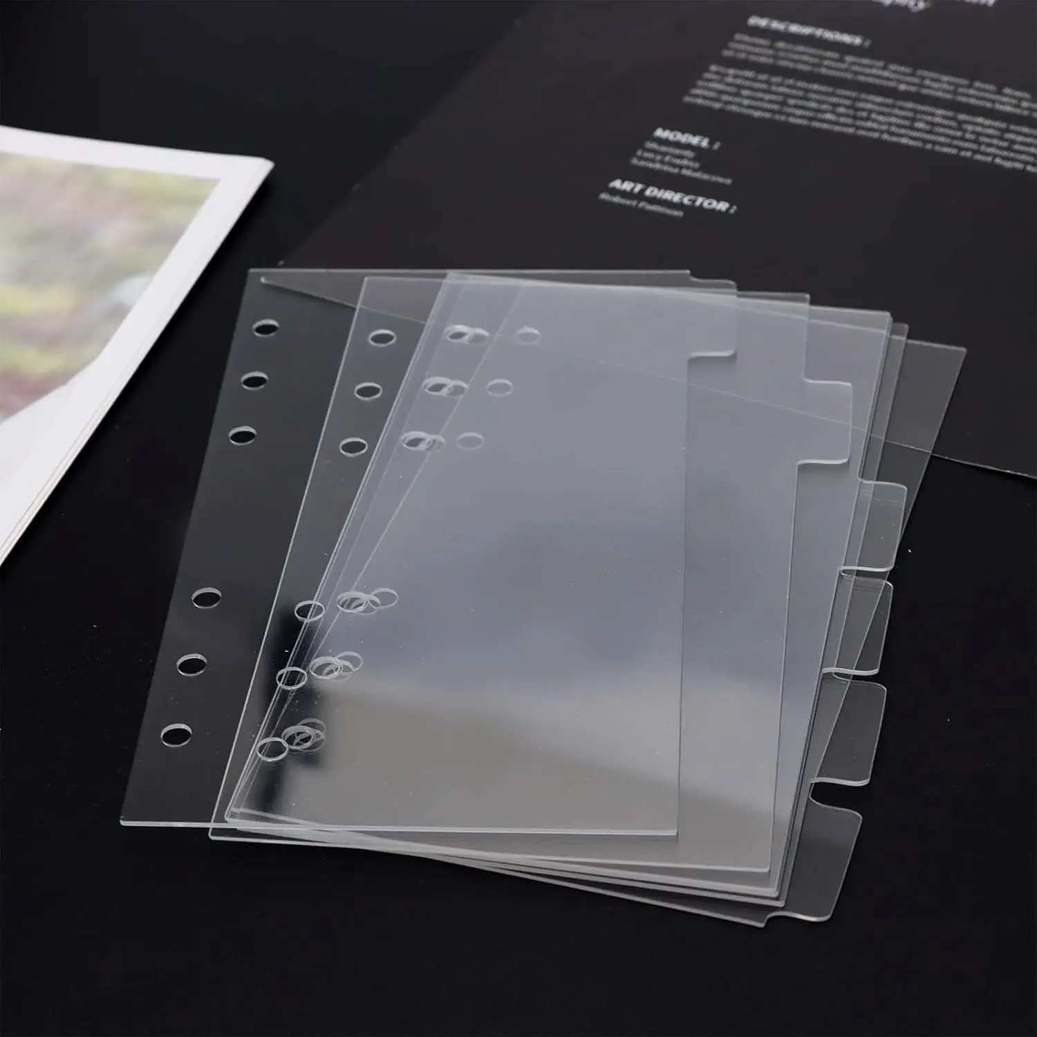 A5/A6/A7 Binder Dividers Planner Insets 6 Tabs Clear Thick Acrylic Index Divider/Cover  Refillable Page Protectors for 6 Ring