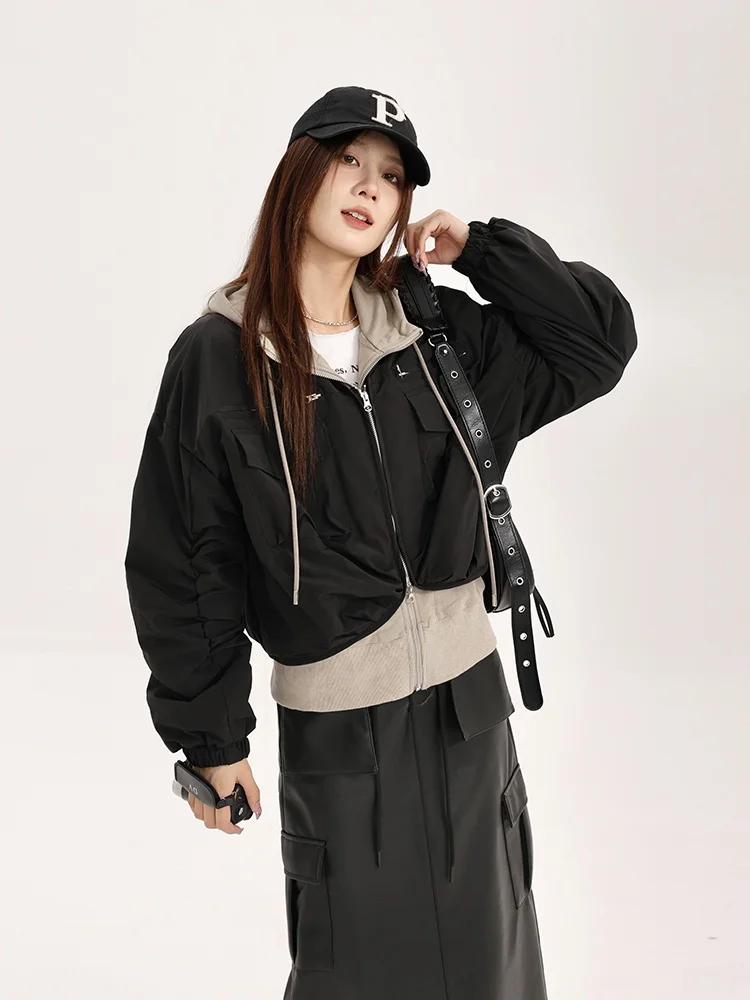 

Puffer Jacket Hoodie Set Women's Thickened Short Style White Cotton Clothes Korean Style Commute Suitable for 25-29 Years Old