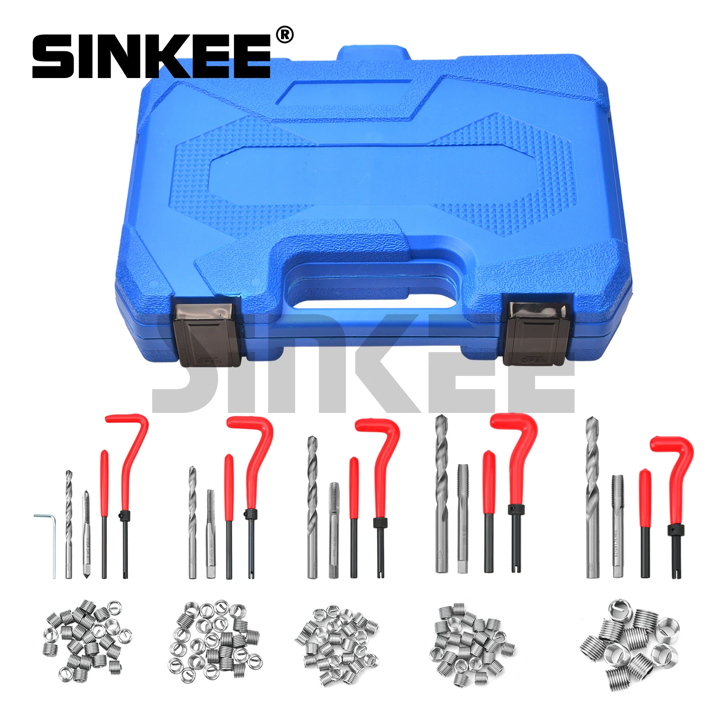 Kit de réparation de filetages 131 pièces M5 M6 M8 M10 M12 – Outil d'insertion de bobines pour réparation de blocs moteur endommagés