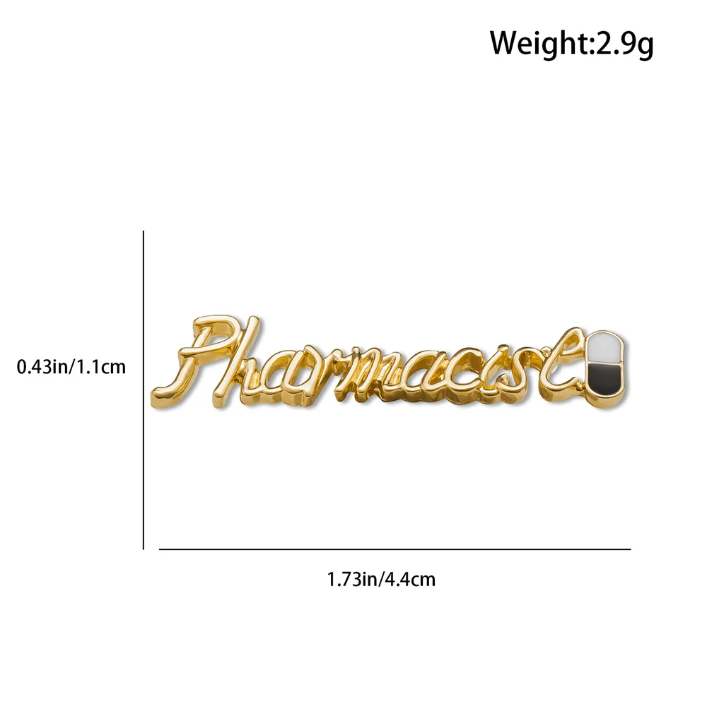 Harong Pharmacist Metal Pin Medical Profession Simple Hat Coat Lapel Badge Jewelry for Hospital Worker Holiday Gift