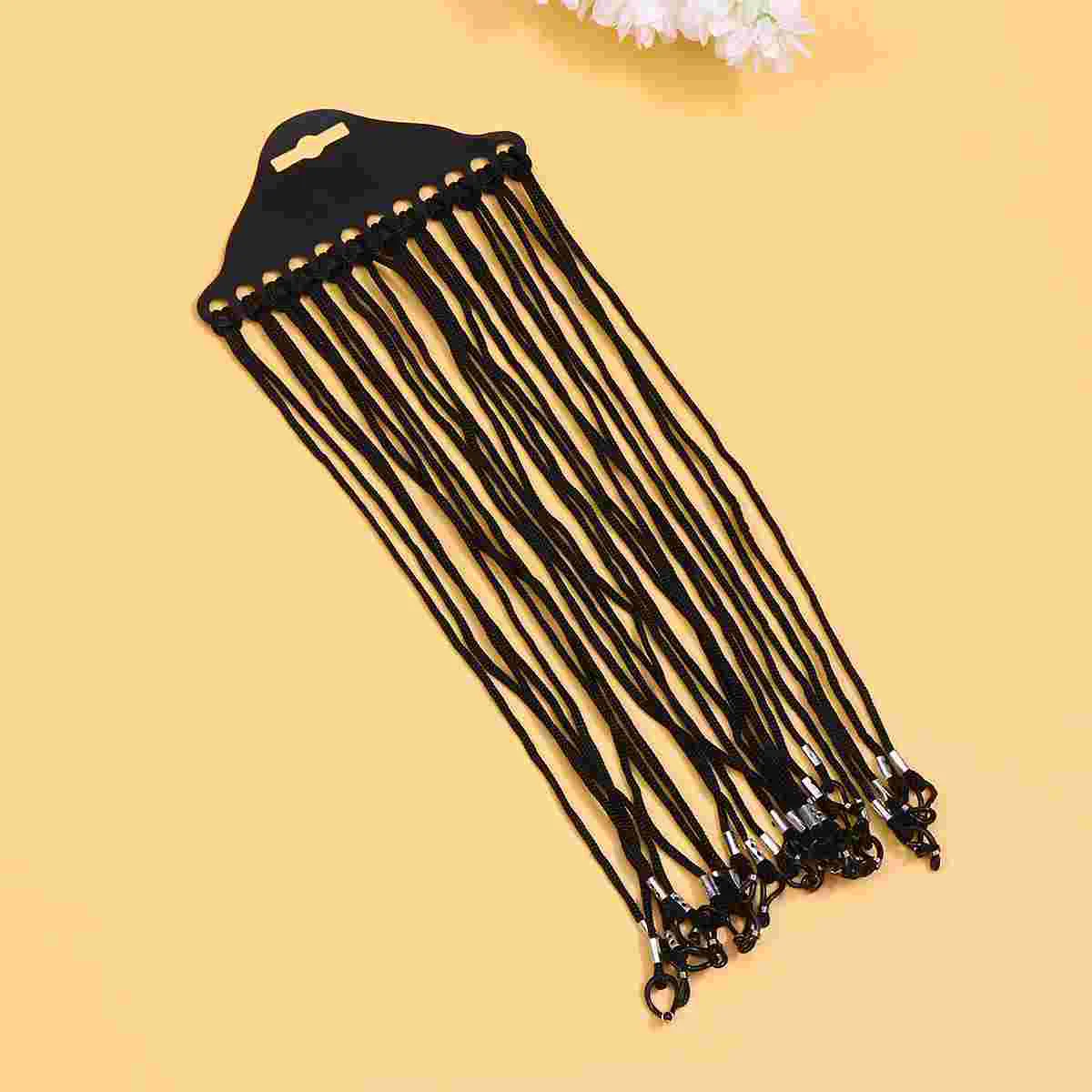 1 Bag of 48Pcs Nylon Glasses Elastic Strap Belt Eyewear Cord Glasses Neck Strap Eyeglasses Rope Chain Cord (Black)