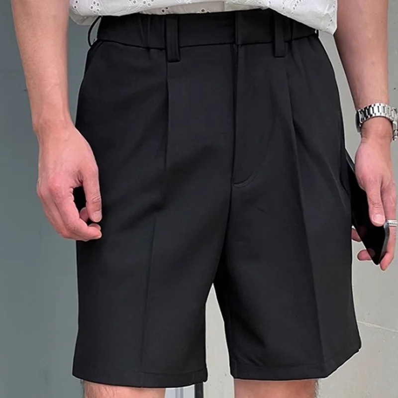 Extra Large Size 140kg Summer Mature Style Outfit Simple Loose Breathable Single Pleat Casual Shorts Dress Pants Men 2