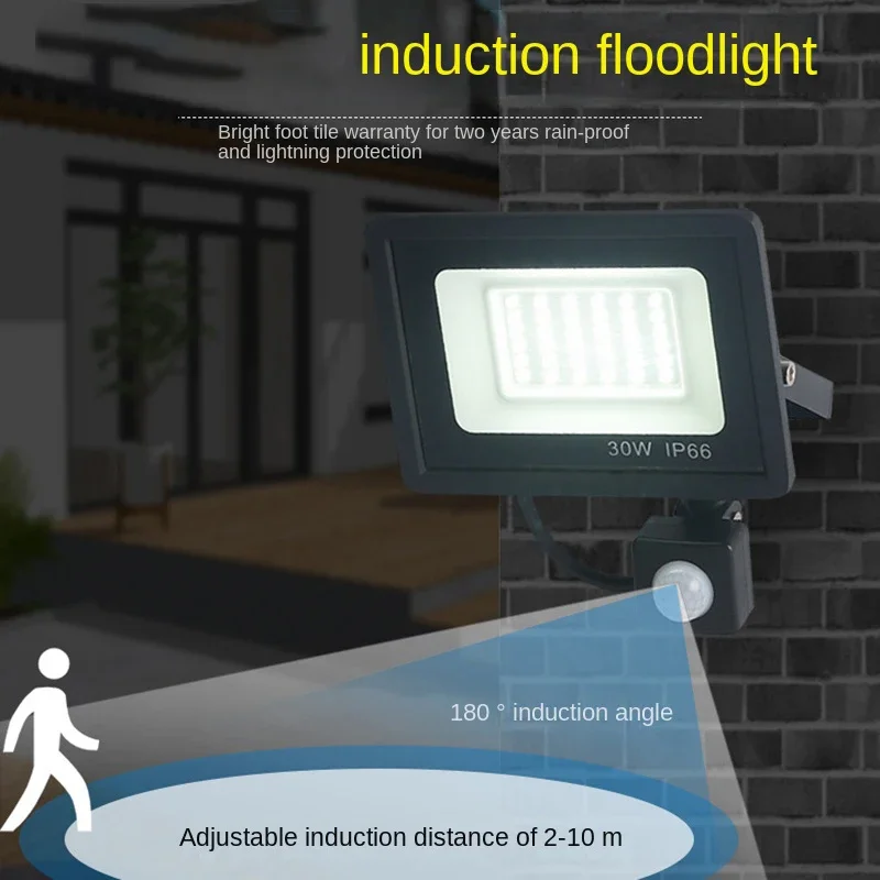 LED PIR Motion Sensor Floodlight, lâmpada impermeável, jardim ao ar livre, holofotes de rua, parede ao ar livre, 100W, 50W, 30W, 20W, AC 220V, IP66