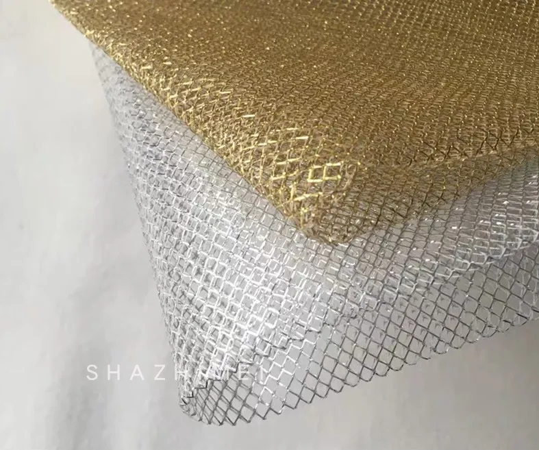 Golden Silver Shape Mesh Organza Designer Fabric Big Eye Gauze Cloth Fabric