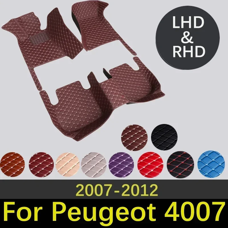 

Custom Leather Car Floor Mats For Peugeot 4007 2007~2012 Interior Accessories Carpets Car Styling Rug 003