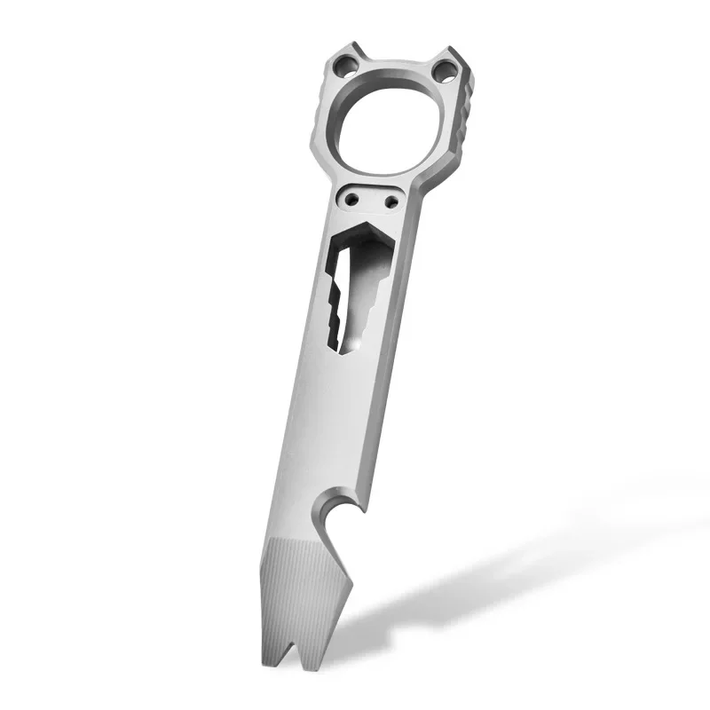 Titanium alloy outdoor multi-functional crowbar, self-defense tool, bottle opener, wrench, EDC gadget