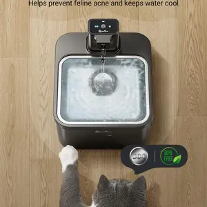 نافورة مياه داونيباوس كات 2.5 لتر، ستانلس ستيل، 4000 مللي أمبير، لاسلكية، مع بطارية ومستشعر، موزع 2 في 1 أفضل 10 مبيعات شارب القطط للبطاريات - رقم 2