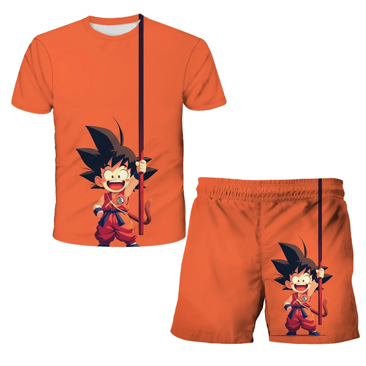 เสื้อยืดลายดราก้อนบอล Z ฮ็อตบอย 3 มิติ ชุดคอสเพลย์อนิเมะสำหรับผู้ชาย เสื้อและกางเกงขาสั้นระบายอากาศ ลายตัวละครโกคู ของขวัญ เสื้อผ้าผู้ชาย