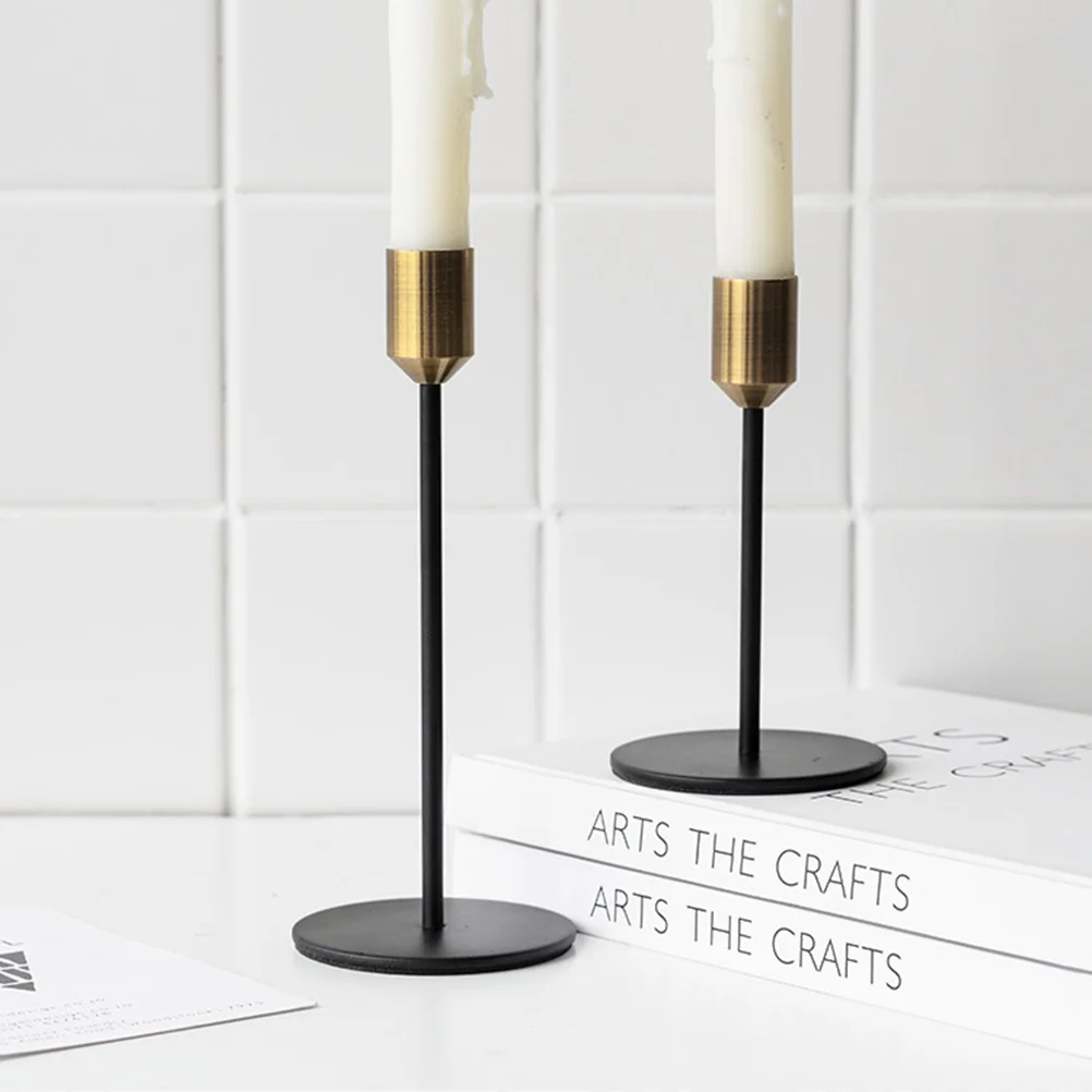

Metal Simple Single-End Candlestick Holder Black Golden Small Size for Wedding Valentine's Day Festival Romantic Decor
