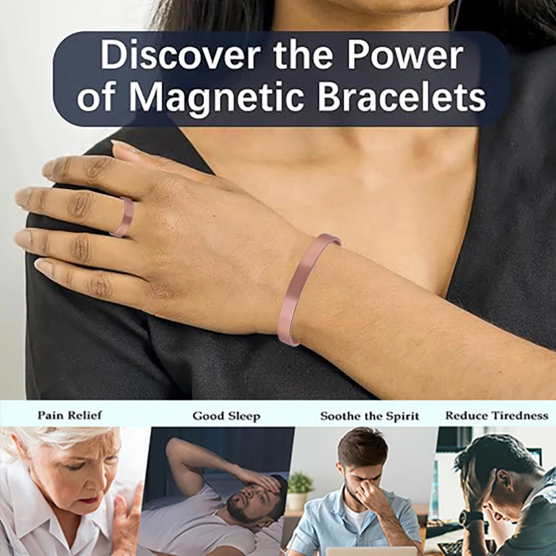 Set Armbänder und Ringe aus reinem Kupfer, schlichte Manschetten-Magnetarmreifen für Damen und Herren, Arthritis, Gesundheit, massiver Kupferschmuck – Detail 12