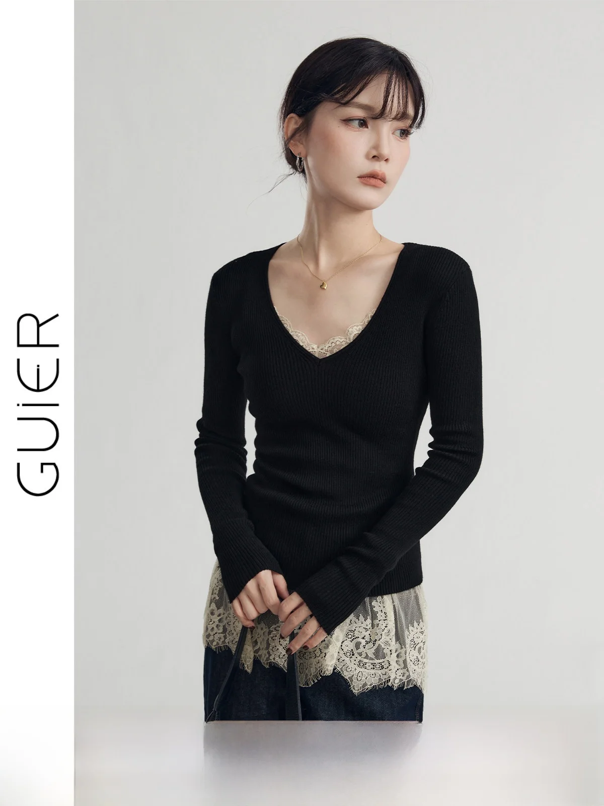 

Женский трикотаж с v-образным вырезом, приталенный, Personali, весна 2023, новинка Sle Advanced Quali Top Faionable Long Sve Crew Ne