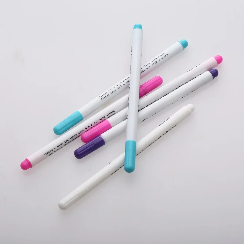 5Pcs Water Erasable Ink Fabric Marker Pen Water Soluble Washable Mark Tool for DIY Cross-Stitch Needlework Quilting Dressmaking