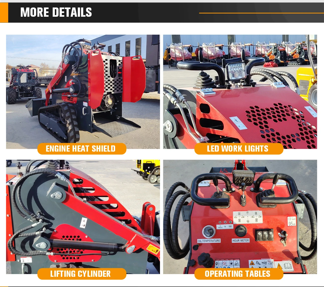 Maßgeschneiderter Mini-Skidsteer-Ständer aus China mit Anbaugeräten, Mini-Raupen-Kompaktlader mit Schiene – Detail 24