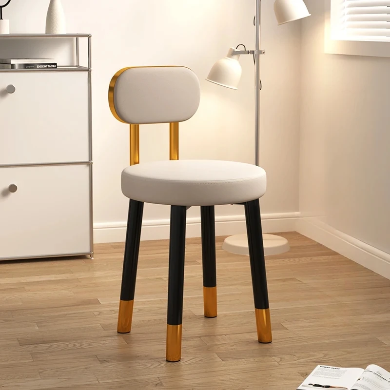 

Back Gold Girls Vanity Chair Modern Simple Women Nordic Puffs Vanity Chair Taboret Metal Petit Meuble Luxury Home Furniture