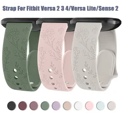 Soft Silicone Flower Engraved Strap For Fitbit Versa 2 3 4 Band Bracelet For Fitbit Versa Lite/Versa SE/Sense 2/Sense Watchband