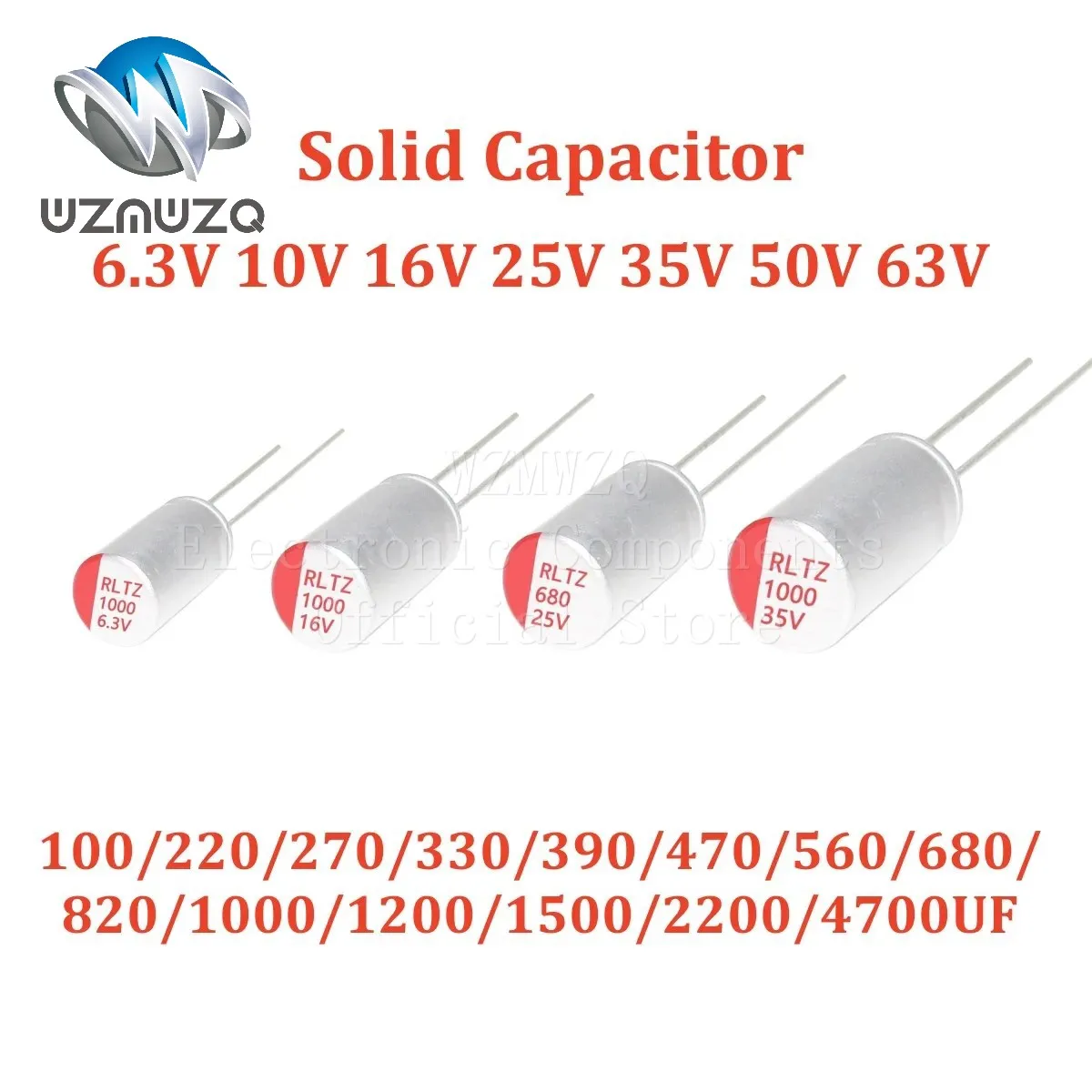 

10Pcs 25V 35V 50V 63V 100V 10UF 47UF 100UF 220UF 270UF 330UF 470UF 560UF 680UF 820UF 1000UF DIP Solid Electrolytic Capacitor