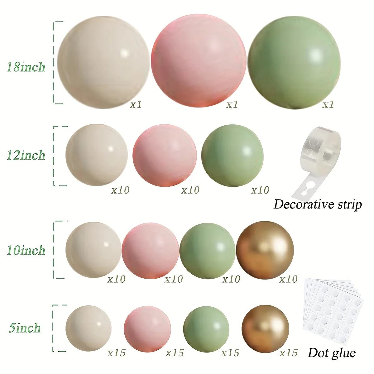 135pcs Sage Green Pink Balloons Garland Kit Olive Green Blush Metallic Golden Girl Shower Bridal Shower Birthday Party Decora view 5