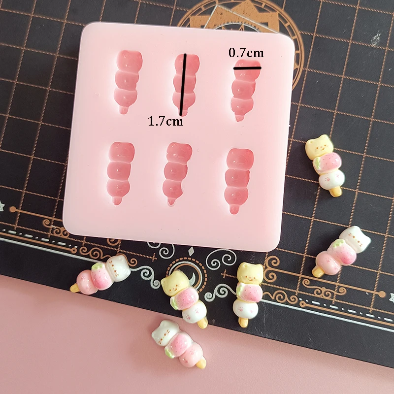 Mini Cute Bear Sugar Calabash Sticker Silicone Mold Polymer Clay BJD Dollhouse Miniature Dessert Strawberry DIY Molds