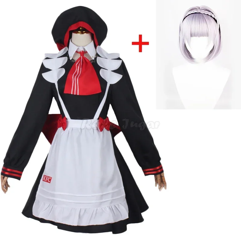 Game Genshin Impact Noelle Cosplay Costumes Women Halloween Carnival Party Lolita Maid Uniform Full Sets Wig