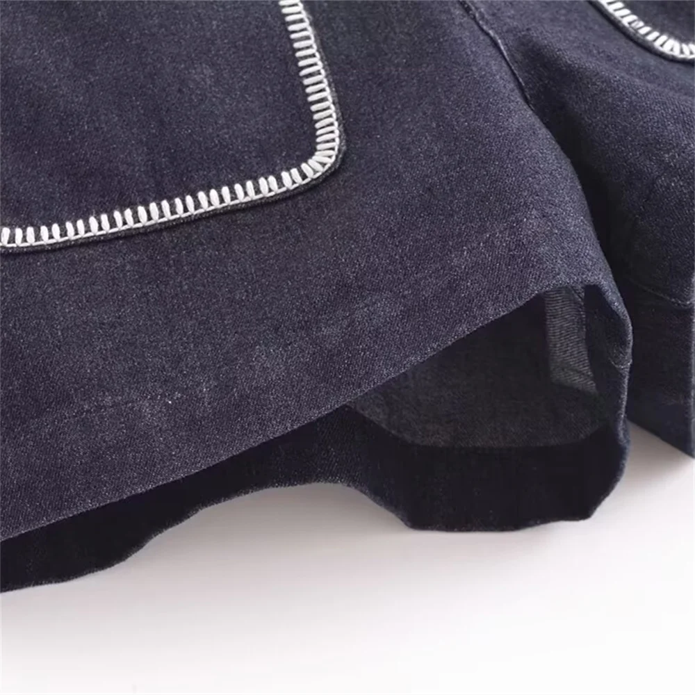 Summer New Product Women's Fashion and Leisure Versatile High Waist Handmade Hook Edge Denim Shorts