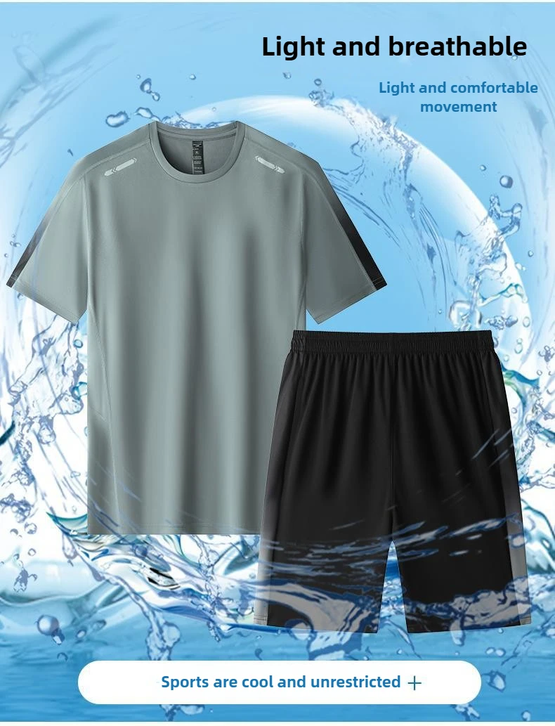 

Men's Quick - Dry Sport Set for Running & Football Training: Short - Sleeve T - Shirt & Shorts