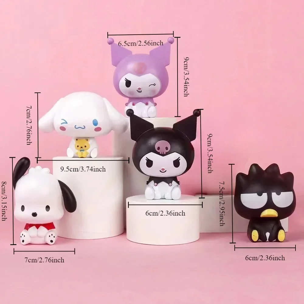 Sanrio figuras de ação hellokitty kuromi adorável pvc/plástico modelo de exibição presente de aniversário ou decoração de bolo diy decoração de bolo