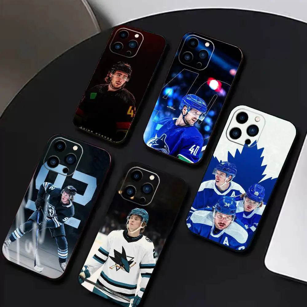 

Quinn Hughes-Hockey Phone Case For iPhone 16,15,14,13,12,17,Pro Max,Plus Silicone Black Case
