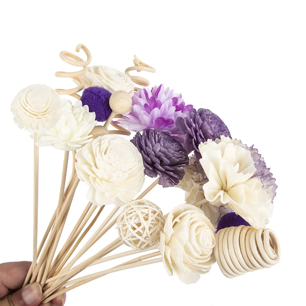 NEW 19PCS Purple Series Flower Rattan Sticks Fireless Fragrances Reed Diffuser Stick Diy Ornaments Home Decor