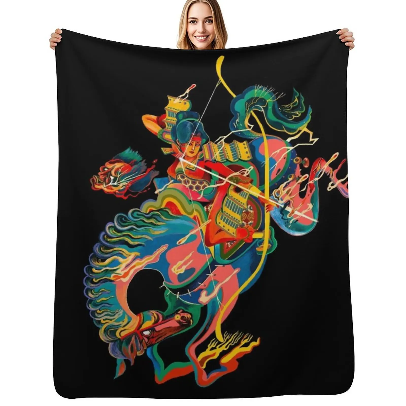 Mounted: Yabusame (Mounted Archery) Throw Blanket Sofas Sofa Luxury Shaggy Hairys Blankets For Bed Blankets
