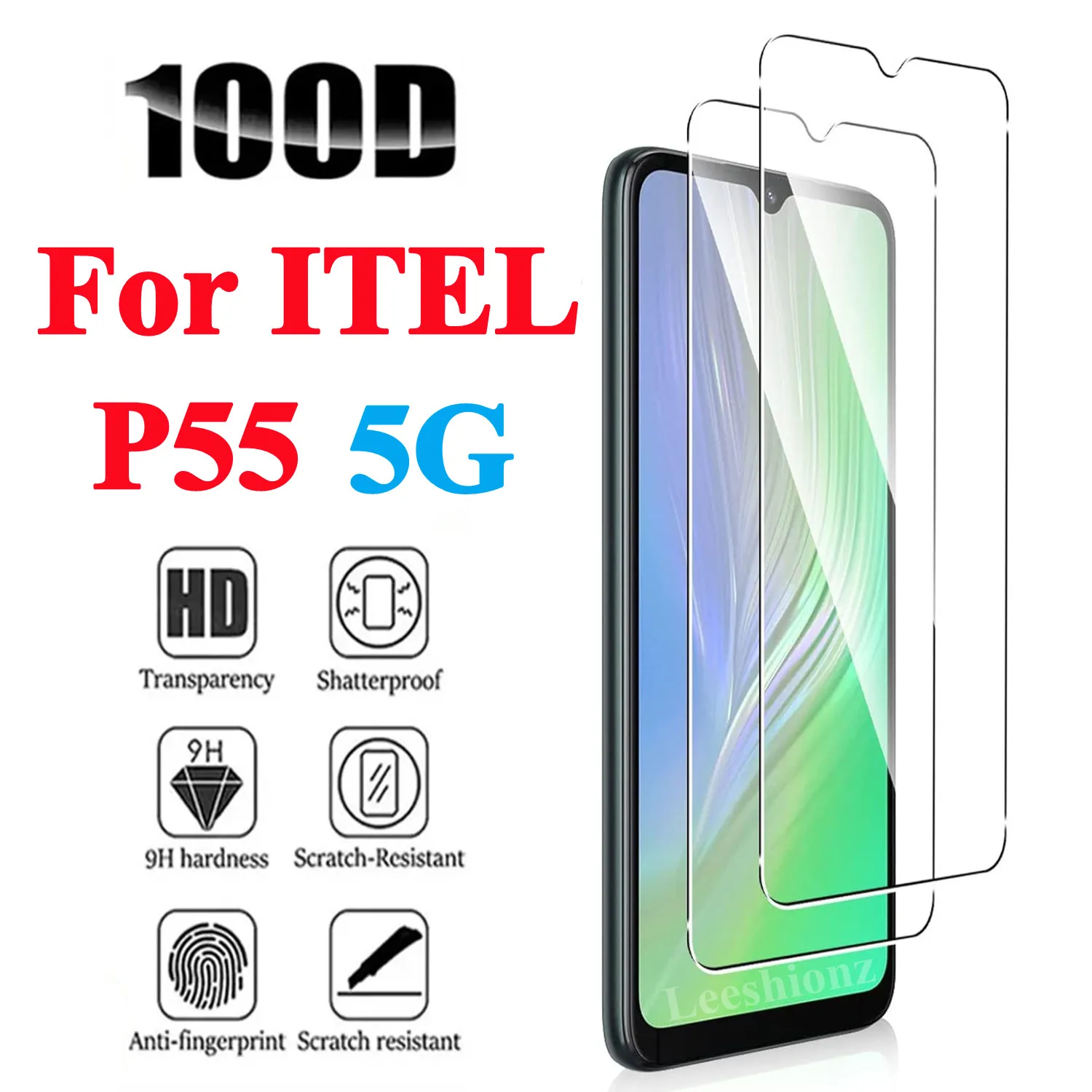 2/4Piece For Itel P55 5G Tempered Glass For Itel P55 5G Smartphone Screen Protector Cover Film