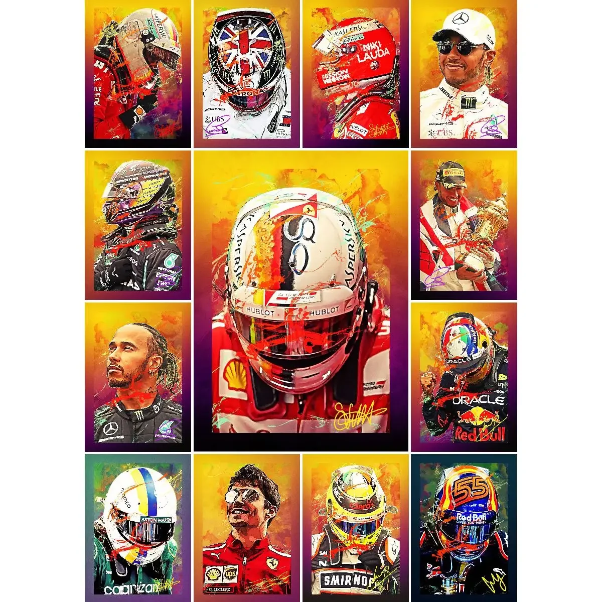 Sebastian Vettel Inspired World Map Poster  Nature  Travel Collection Wall Art Print for Home Decor