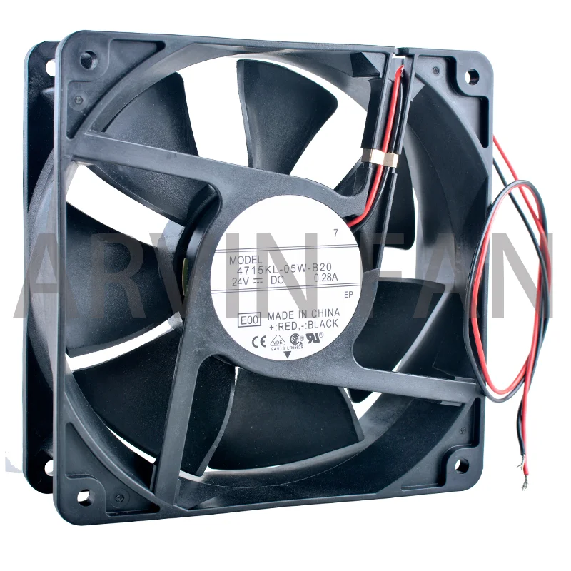 4715KL-05W-B20 ventilador de 12cm, 120mm, 120x120x38mm, DC24V, 0.28A, Enfriador de rodamiento de bolas Dual, ventiladores de refrigeración para convertidor de frecuencia