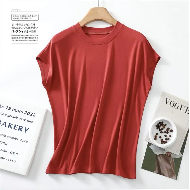 Simplicity Loose T Shirts Summer New Short Sleeve Solid Color All-match O-neck Casual Tops Tees Fashion Trend Women Clothing