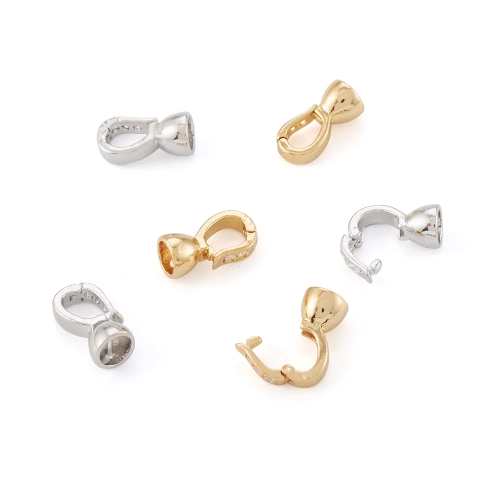 20pcs Brass Micro Cubic Zirconia Fold Over Clasps 12x6x5.5mm for DIY Jewelry Findings Accessories Bracelet Connector Making