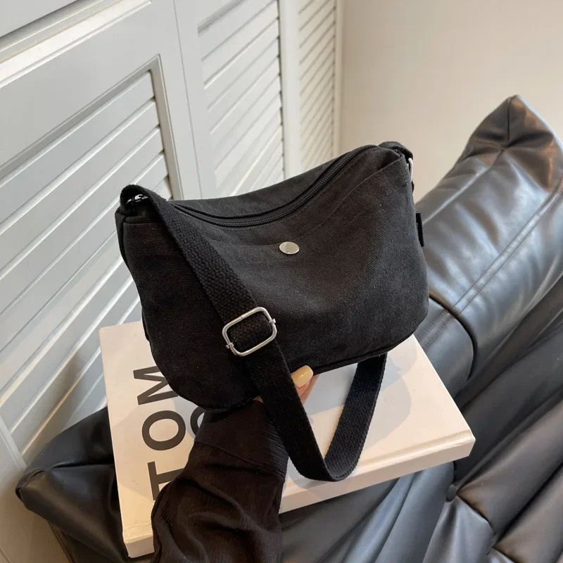 

College Women's Chic Canvas Shoulder Bag - Lightweight One-Strap Tote for Campus Travel, Casual Mini Crossbody Purse