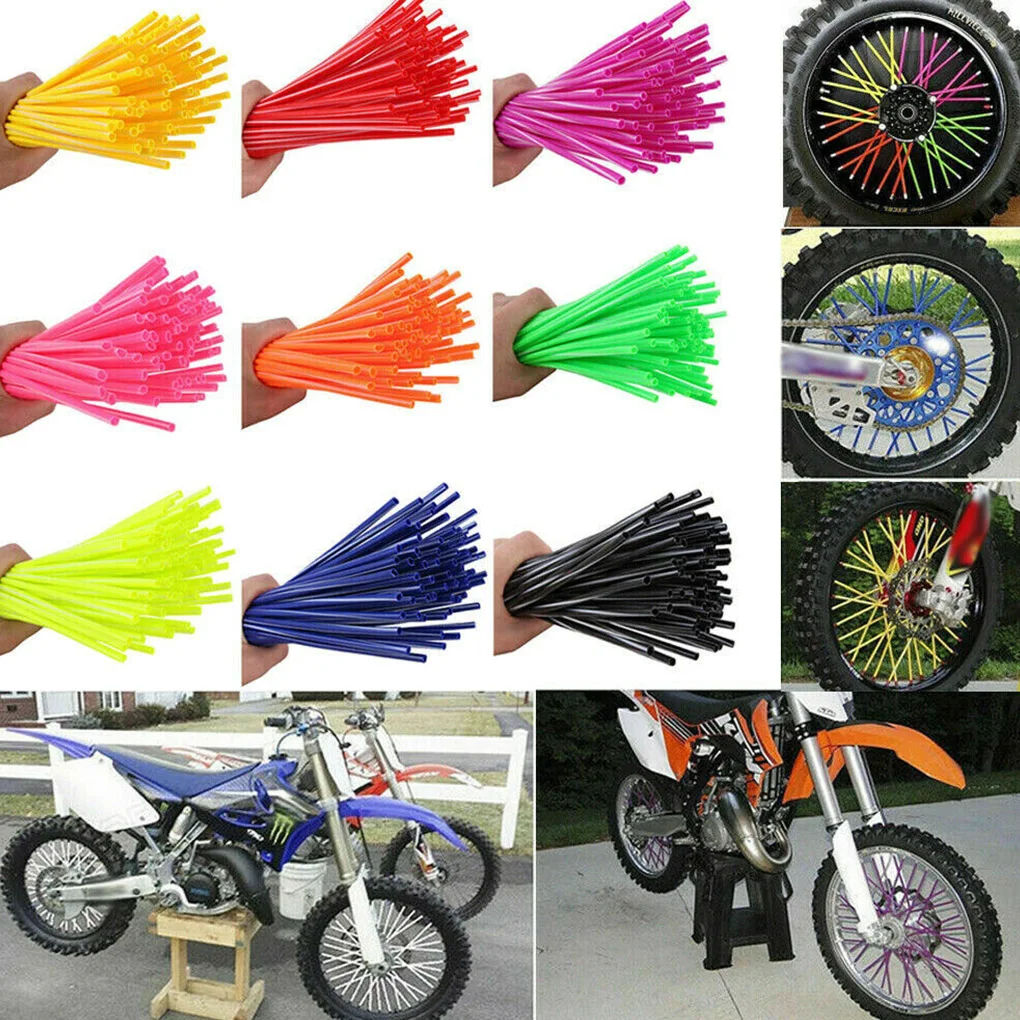 72pcs Bike Wheel Spoke Wraps Cover Motorcycle Tire Spoke Plastic Sleeves Bicycle Decoration, Red