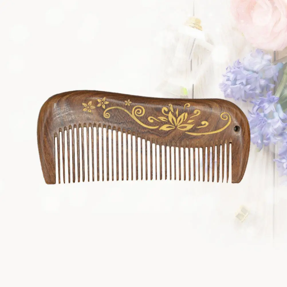1Pcs Wooden Hair Comb For For Salon Hair Care Christmas Stocking Stuffers Sandalwood Carving Pattern Smooth