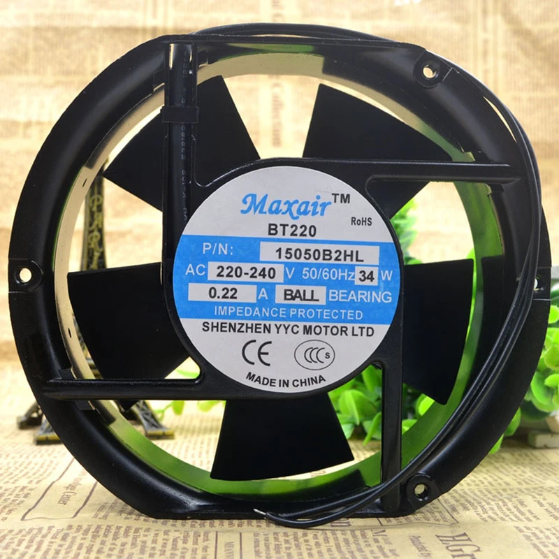

Y+1PCS New for Maxair 15050B2HL AC220V-240V 34W 0.22A 2-wire Cooling Fan#QW