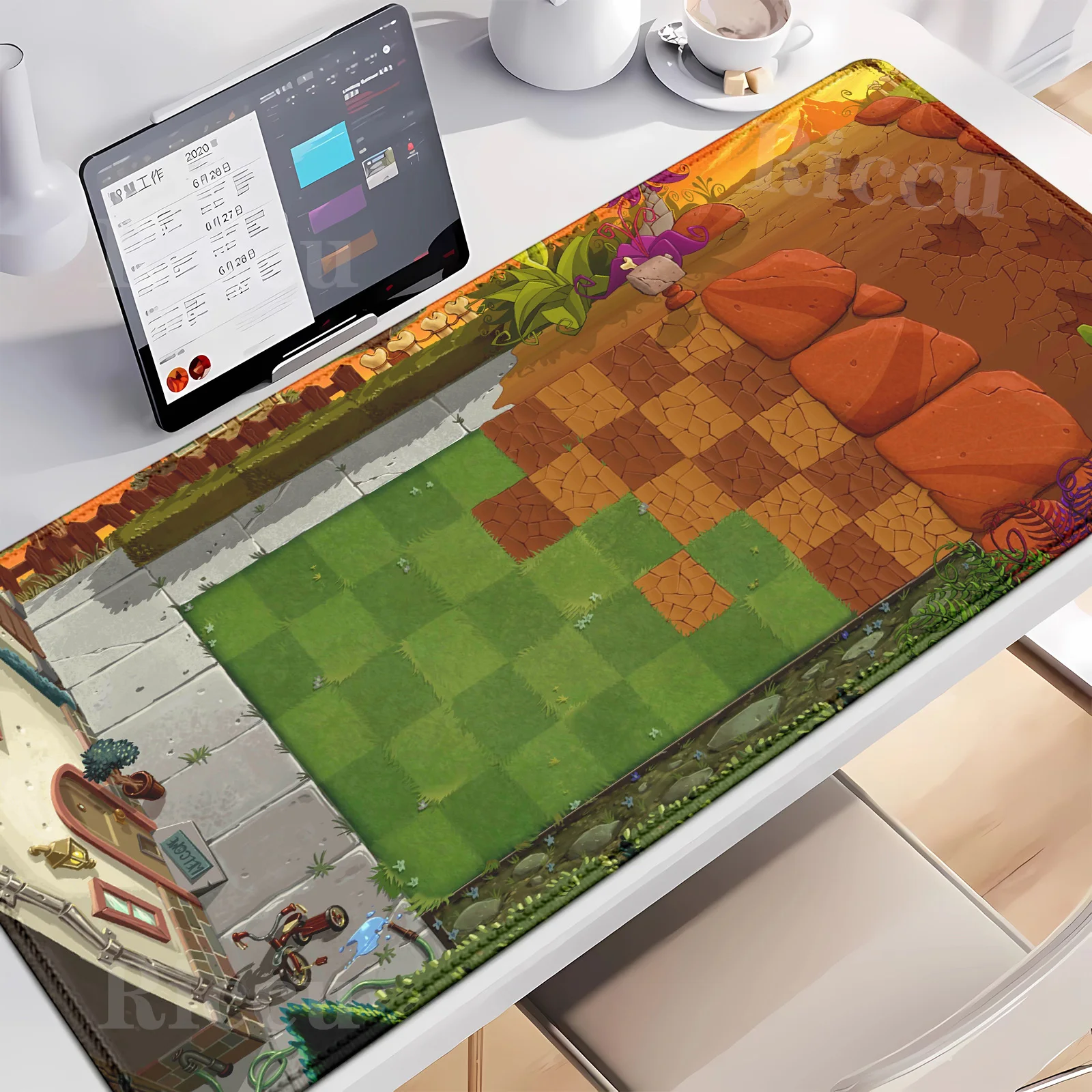 

Gamer Plants vs Zombies map Non-Slip Large Mouse Pad XXL Gaming Keyboard Anime PVZ Mousepad Premium Rubber Computer Desk Mat