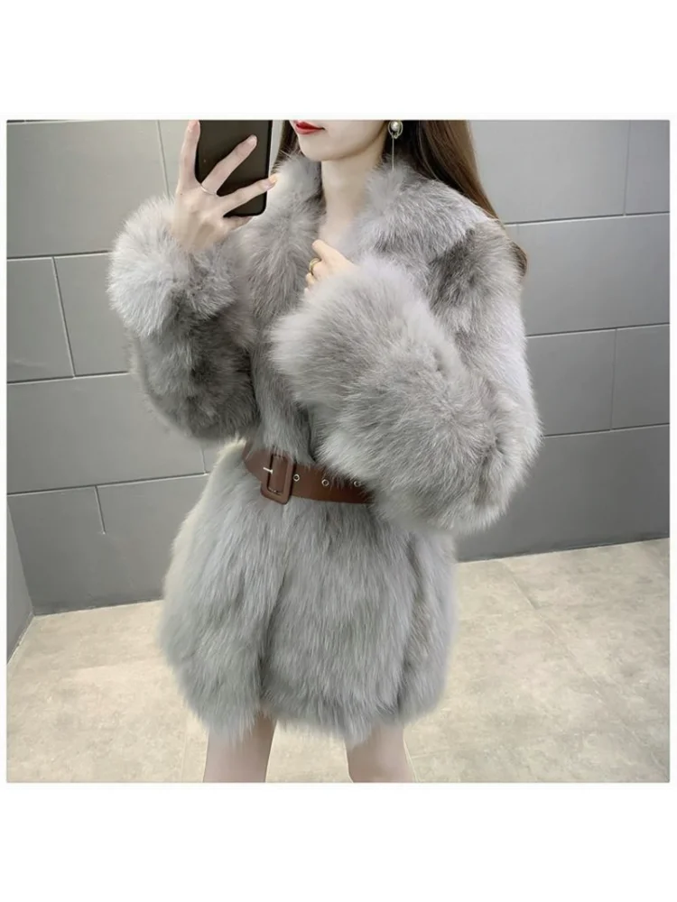 Cappotto francese elegante e sexy in pelliccia sintetica, semplice, confortevole, squisito, tinta unita, delicato, morbido, per feste, pendolari, data, cintura, giacca con risvolto