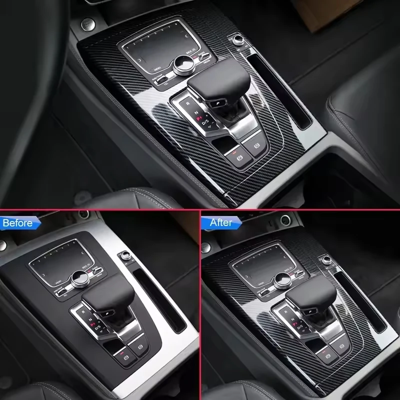 

Car Styling For Audi Q5 Q5L FY 2018 - 2021 LHD ABS Carbon Fiber Center Console Gear Shift Panel Frame Cover Interior Accessories