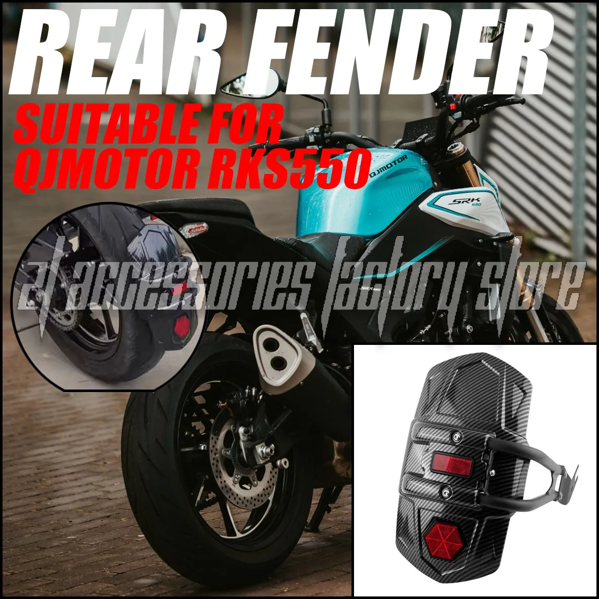 

Motorcycle Accessories Suitable for QJMOTOR RKS550 550RKS RKS 550 Rear Fender Waterproof and Dustproof Fender Guard Assembly